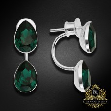 Sudraba auskari „Rasas Lāse (Emerald)“ ar Swarovski™ kristāliem