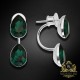 Sudraba auskari „Rasas Lāse (Emerald)“ ar Swarovski™ kristāliem