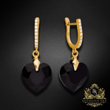 Sudraba auskari „Iemīlējusies Sirds III (Jet)“ ar Swarovski® kristāliem