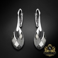Sudraba auskari „Baroka II (Black Diamond Light Chrome)“ ar Swarovski™ kristāliem