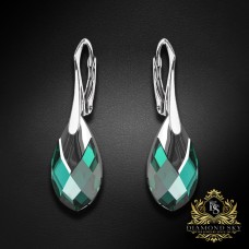 Sudraba auskari „Baroks II (Emerald Light Chrome)“ ar Swarovski® kristāliem