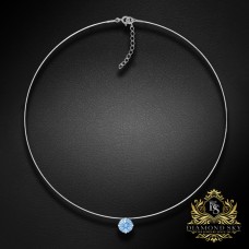 (Ekskluzīvs) Neredzamais sudraba kulons (Arctic Blue) ar Swarovski Zirconia Pure Brilliance kristālu