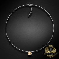 (Ekskluzīvs) Neredzamais sudraba kulons (Fancy Champagne) ar Swarovski Zirconia Pure Brilliance kristālu