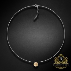 (Ekskluzīvs) Neredzamais sudraba kulons (Fancy Champagne) ar Swarovski Zirconia Pure Brilliance kristālu