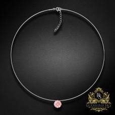 (Ekskluzīvs) Neredzamais sudraba kulons (Fancy Morganite) ar Swarovski Zirconia Pure Brilliance kristālu