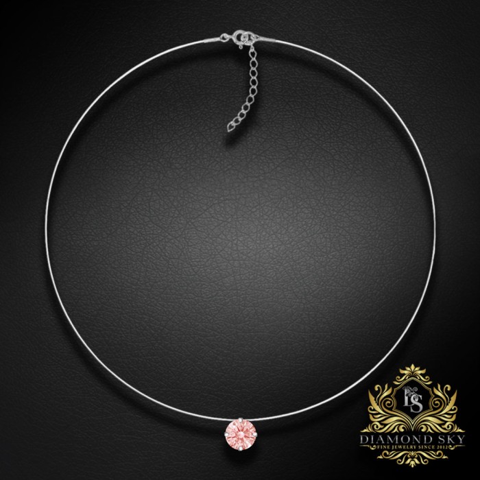 (Ekskluzīvs) Neredzamais sudraba kulons (Fancy Morganite) ar Swarovski Zirconia Pure Brilliance kristālu