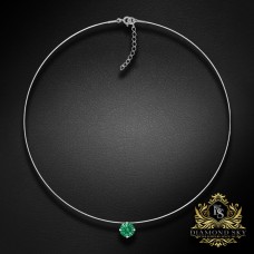 (Ekskluzīvs) Neredzamais sudraba kulons (Green) ar Swarovski Zirconia Pure Brilliance kristālu