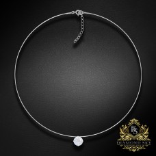 (Ekskluzīvs) Neredzamais sudraba kulons (Silk White) ar Swarovski Zirconia Pure Brilliance kristālu