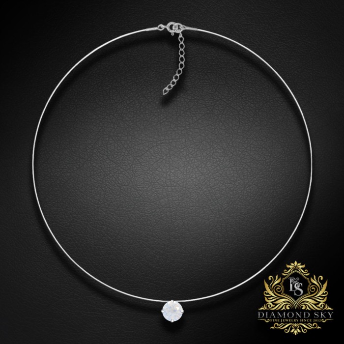 (Ekskluzīvs) Neredzamais sudraba kulons (Silk White) ar Swarovski Zirconia Pure Brilliance kristālu