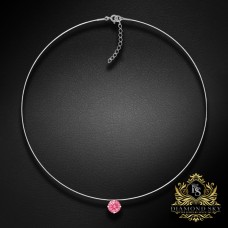 (Ekskluzīvs) Neredzamais sudraba kulons (Fancy Pink) ar Swarovski Zirconia Pure Brilliance kristālu