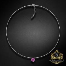 (Ekskluzīvs) Neredzamais sudraba kulons (Fancy Purple) ar Swarovski Zirconia Pure Brilliance kristālu
