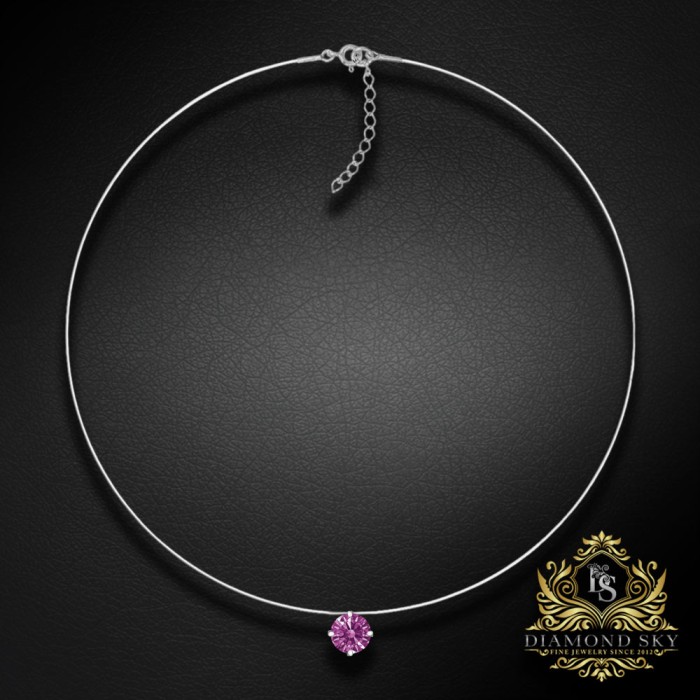 (Ekskluzīvs) Neredzamais sudraba kulons (Fancy Purple) ar Swarovski Zirconia Pure Brilliance kristālu
