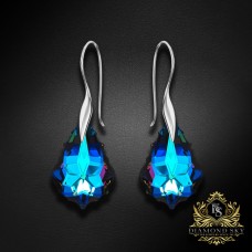 Sudraba auskari „Baroks IV (Meridian Blue)“ ar Swarovski® kristāliem