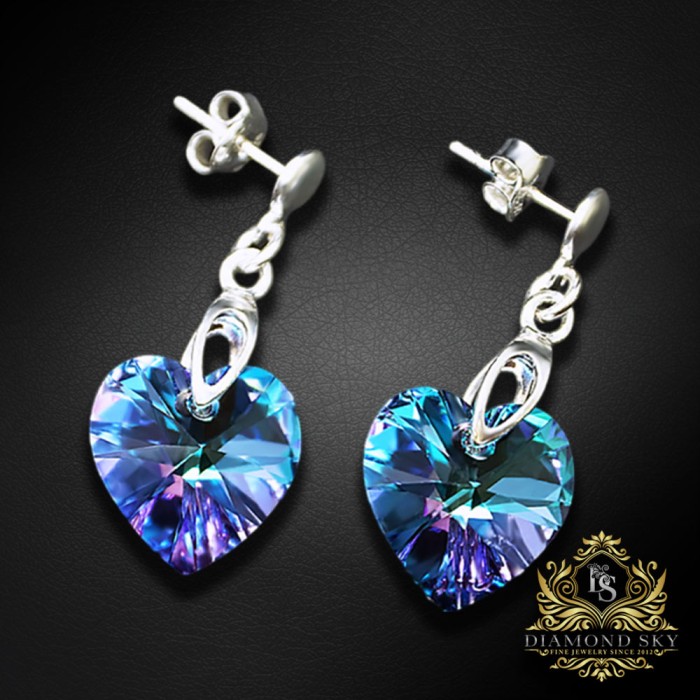 Sudraba auskari „Iemīlējusies Sirds II (Vitrail Light)“ ar Swarovski® kristāliem