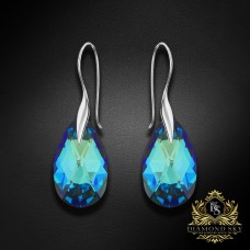 Sudraba auskari „Baroks (Bermuda Blue)“ ar Swarovski® kristāliem
