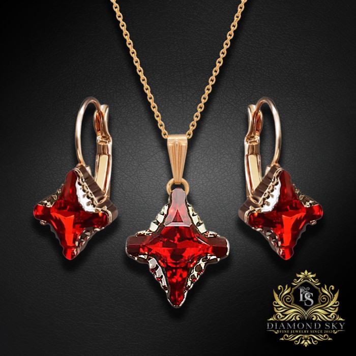 Komplekts „Kristāla Rombs II (Light Siam Metallic Light Gold)“ ar Swarovski™ kristāliem