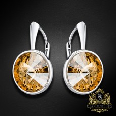 Sudraba auskari „Clarice (Golden Shadow)“ ar Swarovski® kristāliem