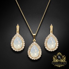 Komplekts sievietēm „Debesu Piliens (White Opal)“ ar Swarovski® kristāliem