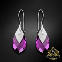 Sudraba auskari „Baroks II (Amethyst Light Chrome)“ ar Swarovski® kristāliem