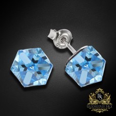 Sudraba auskari „Rubikona II (Aquamarine Blue)“ ar Swarovski™ kristāliem
