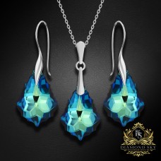 Sudraba komplekts „Baroka IV (Bermuda Blue)“ ar Swarovski™ kristāliem