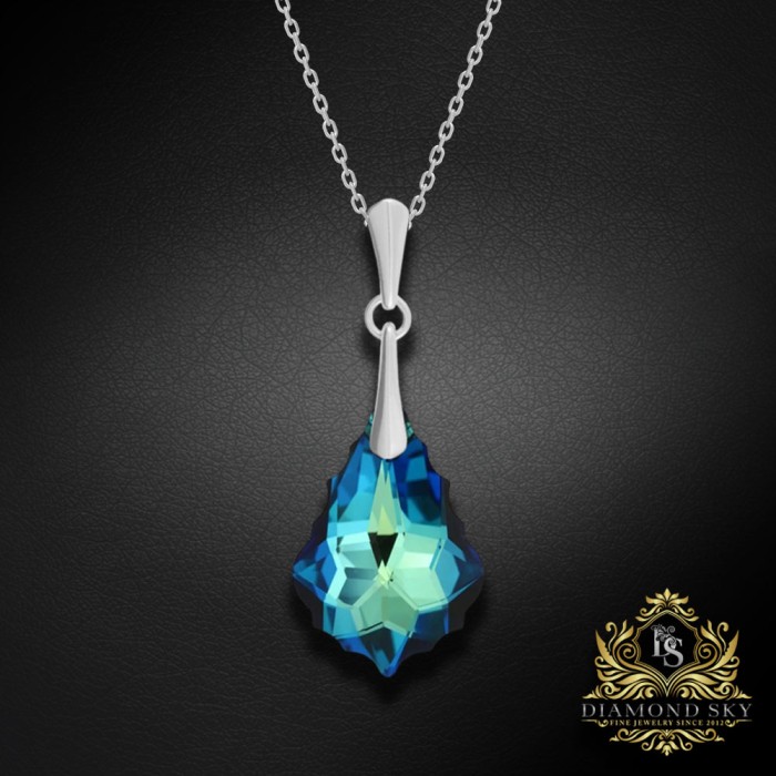 Sudraba komplekts „Baroka IV (Bermuda Blue)“ ar Swarovski™ kristāliem