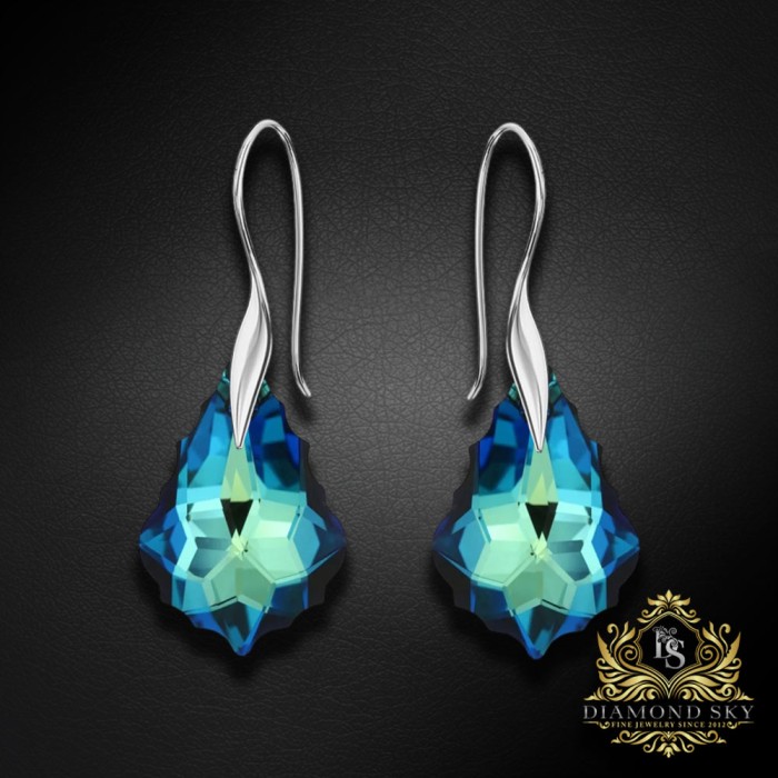 Sudraba komplekts „Baroka IV (Bermuda Blue)“ ar Swarovski™ kristāliem
