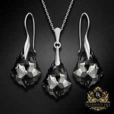 Sudraba komplekts sievietēm „Baroks IV (Silver Night)“ ar Swarovski® kristāliem