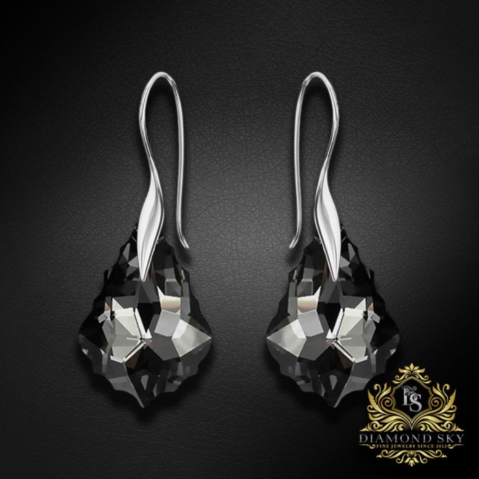 Sudraba komplekts sievietēm „Baroks IV (Silver Night)“ ar Swarovski® kristāliem
