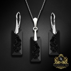 Sudraba komplekts „Augošais Kristāls II (Jet)“ ar Swarovski™ kristāliem