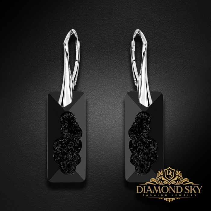 Sudraba komplekts „Augošais Kristāls II (Jet)“ ar Swarovski™ kristāliem