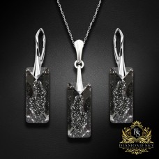 Sudraba komplekts „Augošais Kristāls II (Silver Night)“ ar Swarovski™ kristāliem