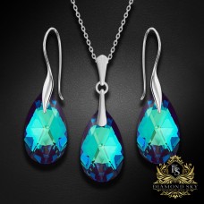 Sudraba komplekts „Baroka (Bermuda Blue)“ ar Swarovski™ kristāliem