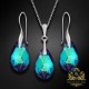 Sudraba komplekts „Baroka (Bermuda Blue)“ ar Swarovski™ kristāliem