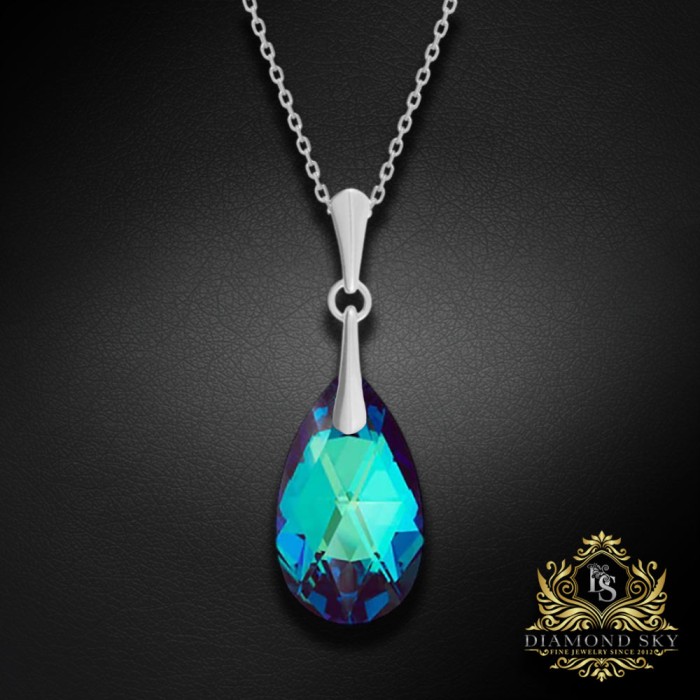 Sudraba komplekts „Baroka (Bermuda Blue)“ ar Swarovski™ kristāliem