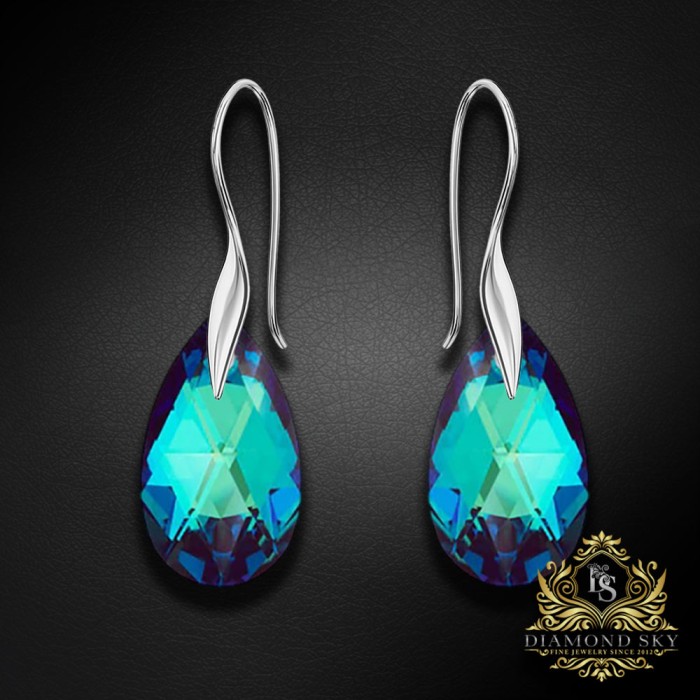Sudraba komplekts „Baroka (Bermuda Blue)“ ar Swarovski™ kristāliem