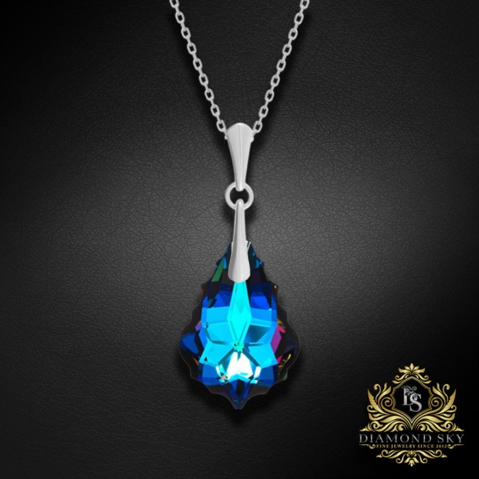 Sudraba komplekts sievietēm „Baroks IV (Meridian Blue)“ ar Swarovski® kristāliem