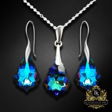Sudraba komplekts sievietēm „Baroks IV (Meridian Blue)“ ar Swarovski® kristāliem