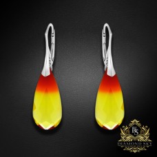 Sudraba auskari „Varavīksnes Kaskāde (Fireopal)“ ar Swarovski® kristāliem