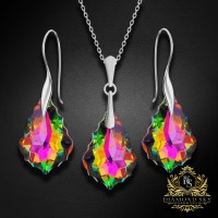 Sudraba komplekts sievietēm „Baroks IV (Vitrail Medium)“ ar Swarovski® kristāliem