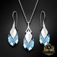 Sudraba komplekts sievietēm „Baroks II (Aquamarine Light Chrome)“ ar Swarovski® kristāliem