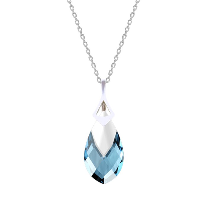 Sudraba komplekts sievietēm „Baroks II (Aquamarine Light Chrome)“ ar Swarovski® kristāliem