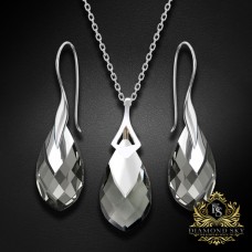 Sudraba komplekts sievietēm „Baroks II (Black Diamond Light Chrome)“ ar Swarovski® kristāliem