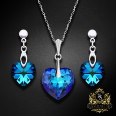 Sudraba komplekts „Iemīlējusies Sirds II“ (Bermuda Blue) no 925 proves sudraba ar Swarovski™ kristāliem