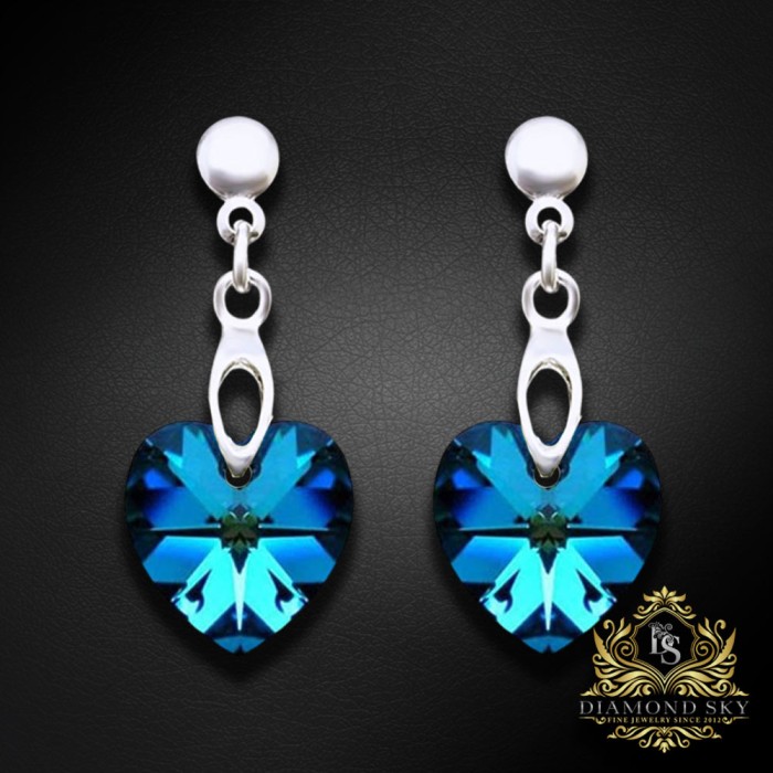Sudraba komplekts „Iemīlējusies Sirds II“ (Bermuda Blue) no 925 proves sudraba ar Swarovski™ kristāliem