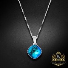 Sudraba kulons „Glare II (Bermuda Blue)“ ar Swarovski® kristāliem
