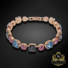 Aproce „Gaismu Deja (Silver Night / Aquamarine / Lotus Pink DeLite)“ ar Swarovski kristāliem