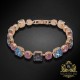 Aproce „Gaismu Deja (Silver Night / Aquamarine / Lotus Pink DeLite)“ ar Swarovski kristāliem