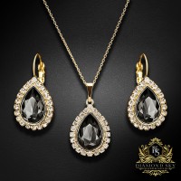 Jewelry Set “Celestial Drop (Silver Night)” created with Crystals by Swarovski®
