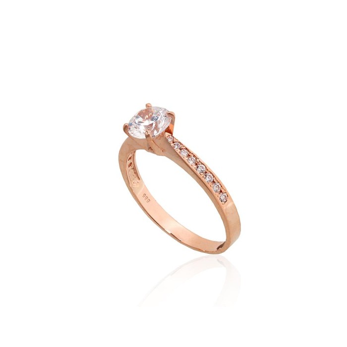 Sarkanā zelta 585° gredzens ar cirkoniem „Junona Gold“